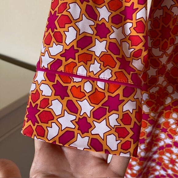 Lands' End Dress 3/4 Sleeve Multi-Color Stretch Geometric Women's Petite Medium - Picture 5 of 8